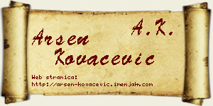 Arsen Kovačević vizit kartica